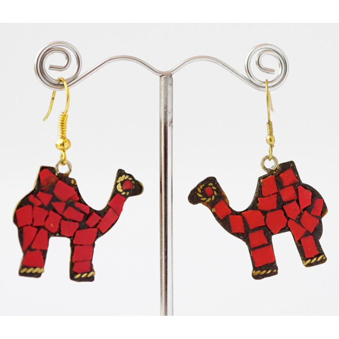 Earrings Nepal CAMEL Red