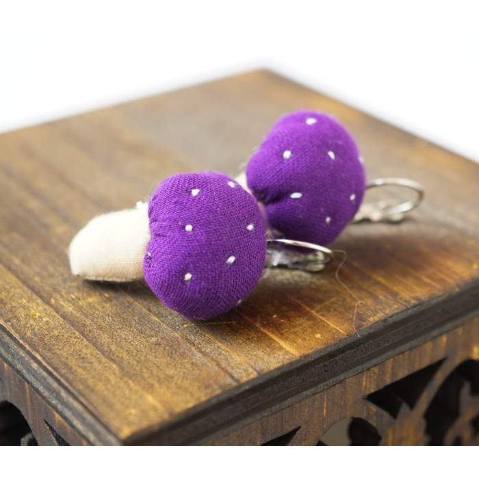 Rag earrings Mushrooms lilac