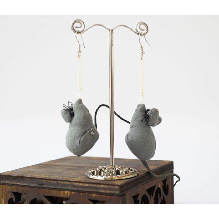 Earrings rag Mouse gray