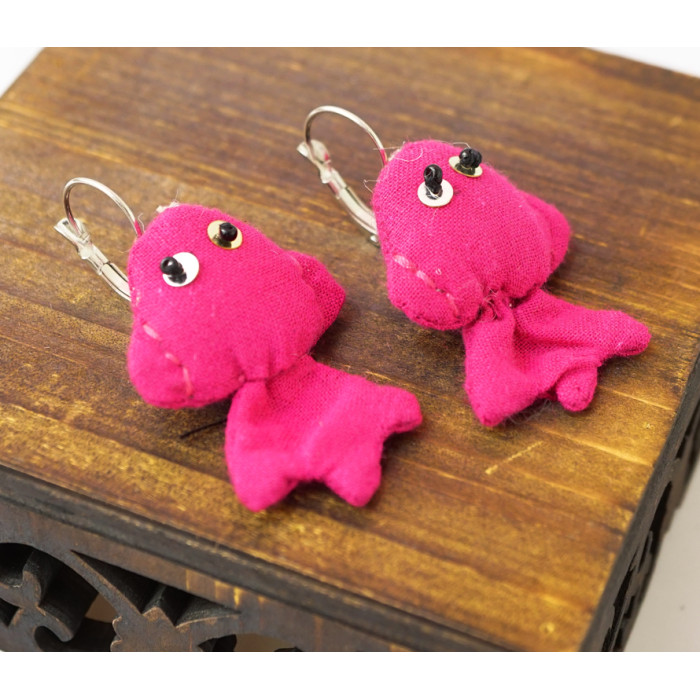 Rag earrings Pisces pink