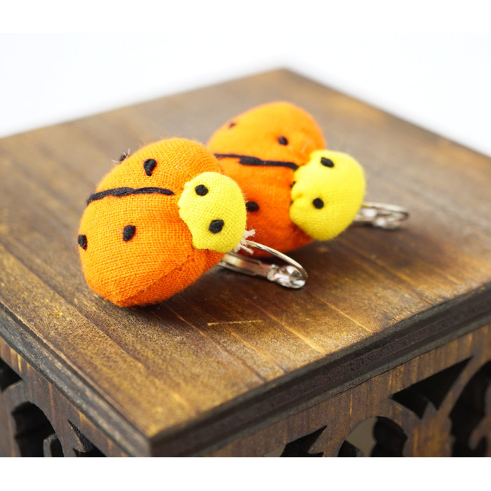 Rag earrings Ladybug orange