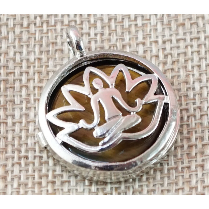 Pendant opening Yoga in the Lotus insert Tiger's eye