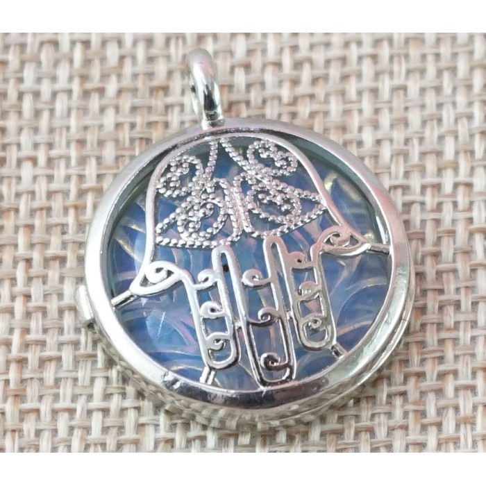 Pendant opening Hamsa insert Fluorite