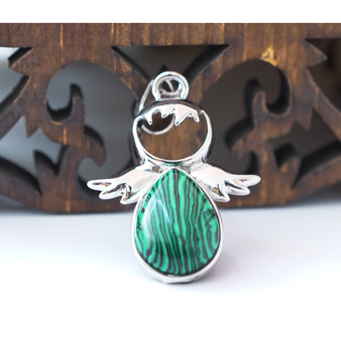 Pendant Angel insert Malachite polymer