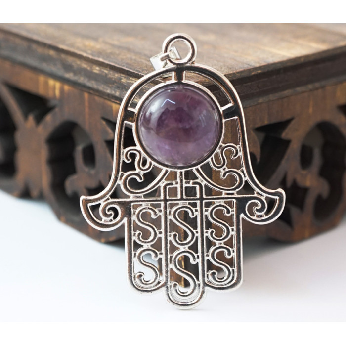 Pendant Hamsa insert Amethyst