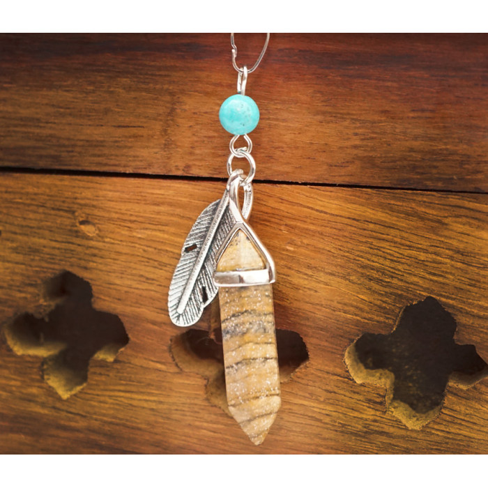 Pendant Feather insert Sand jasper