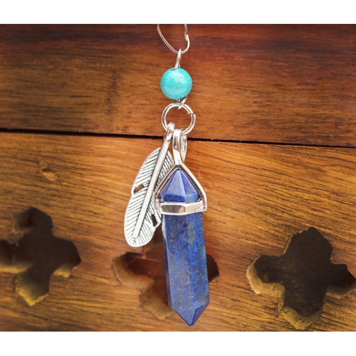 Pendant Feather insert Lapis Lazuli