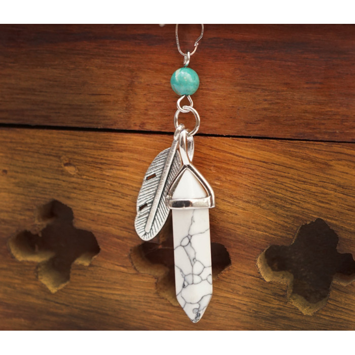 Pendant Feather insert Howlite