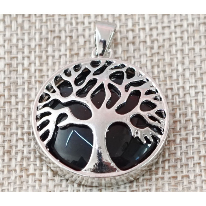 Pendant Tree of Life insert Black obsidian