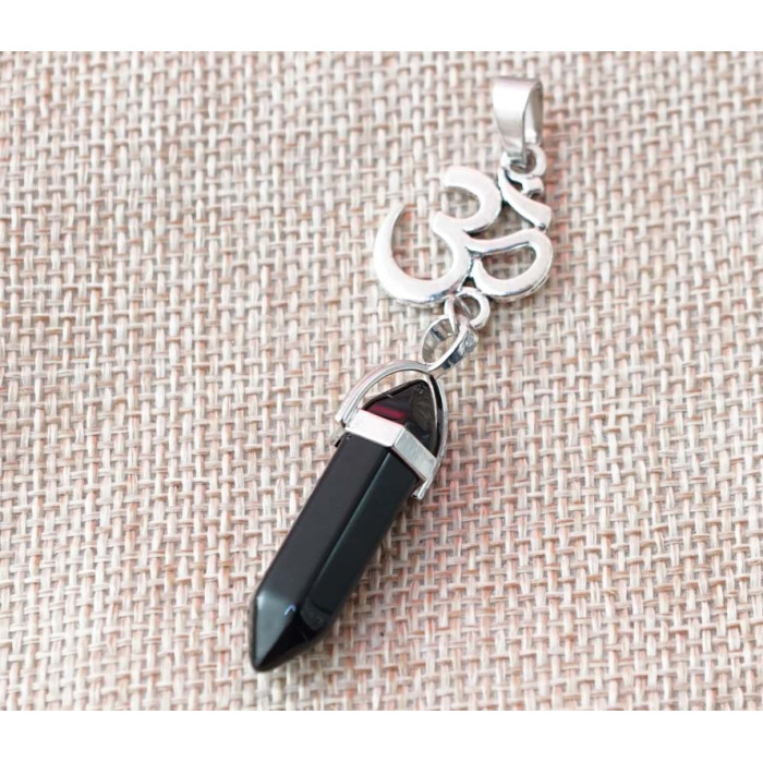 Pendant OM insert Black obsidian