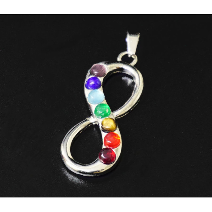 Pendant white metal 7 chakras Eight