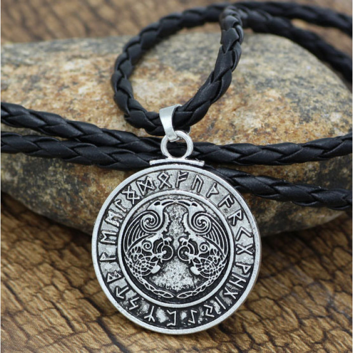 Odin's Ravens pendant white metal