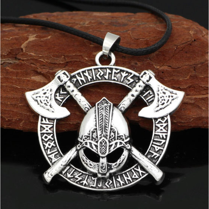Pendant Two axes white metal