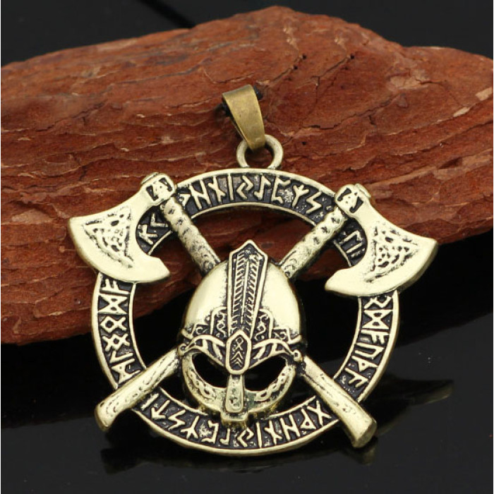 Pendant Two axes yellow metal
