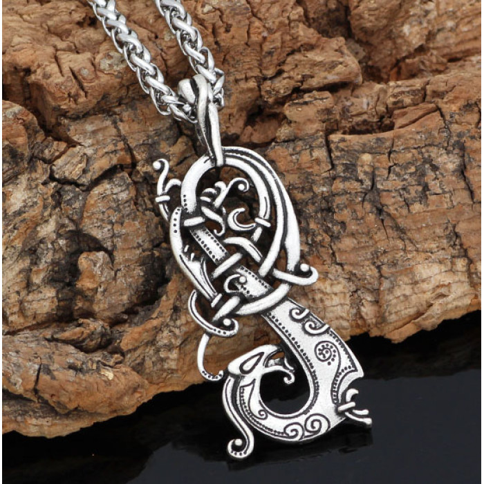 Pendant Dragon Celtic white metal