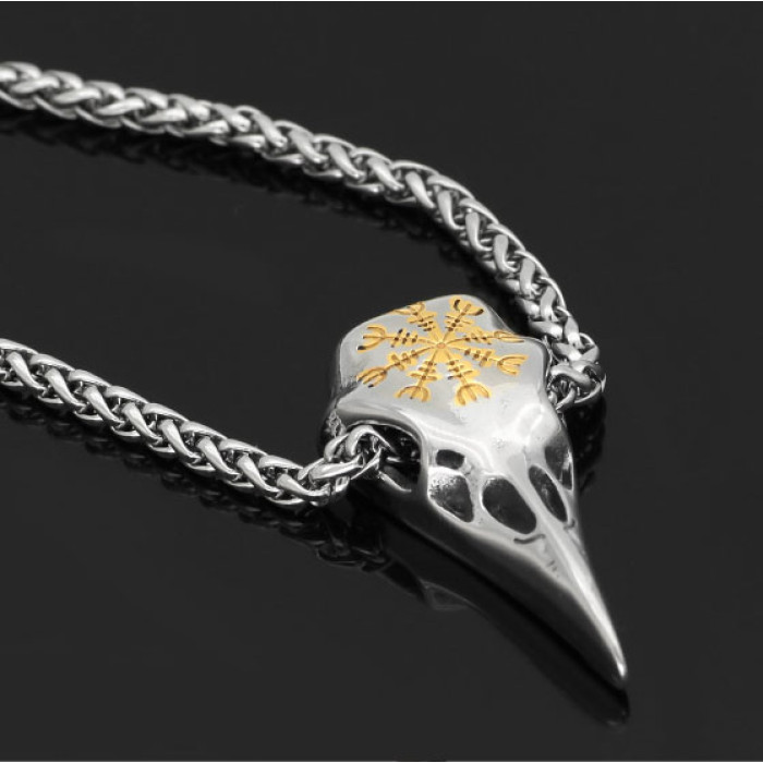 Pendant Skull Crow white metal