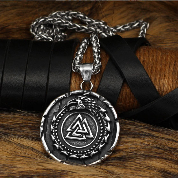Ouroboros Valknut pendant
