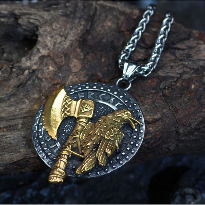Raven on an axe pendant
