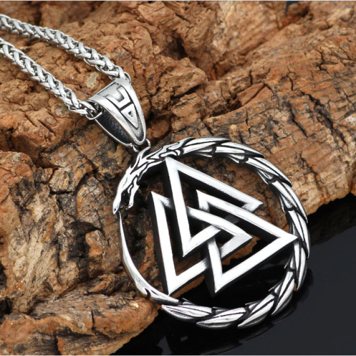 Ouroboros pendant with trixel white metal