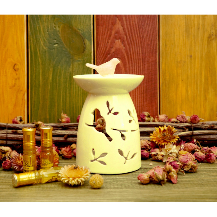 Ceramic aroma lamp Bird on a branch Yellow