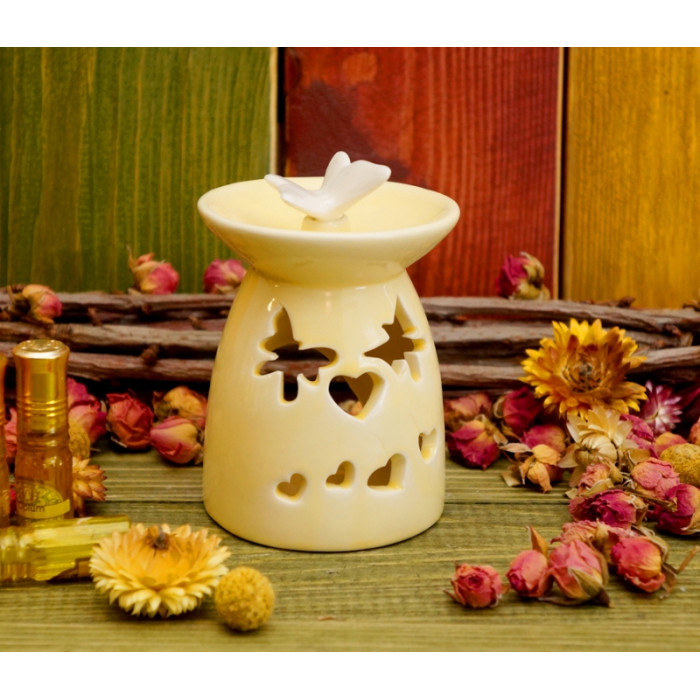 Aroma lamp ceramic "Butterfly Dolphin" Yellow with a butterfly