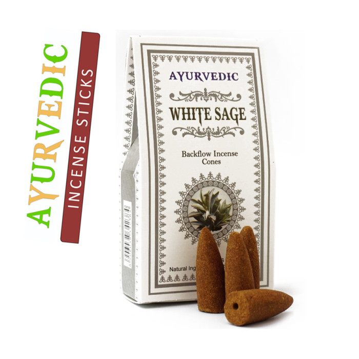 Ayurvedic BACK FLOW Cones White Sage