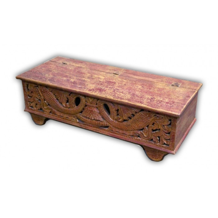 Carved chest on wheels Burgundy