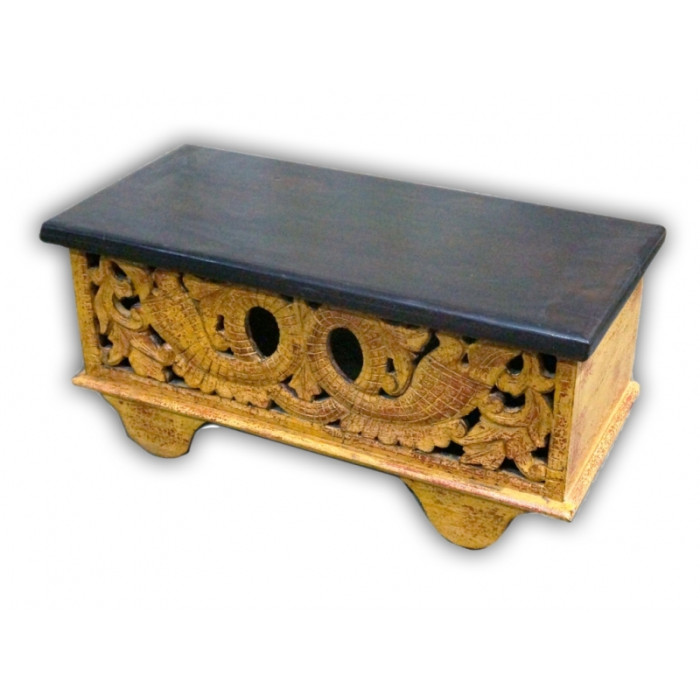 Carved chest on wheels Yellow