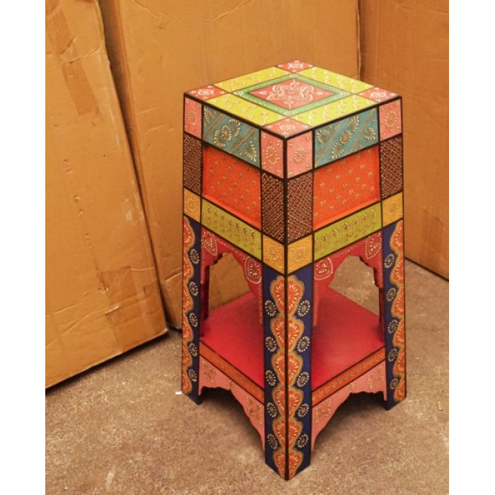 Stool with a shelf made of mango wood Art.2104 No. 2