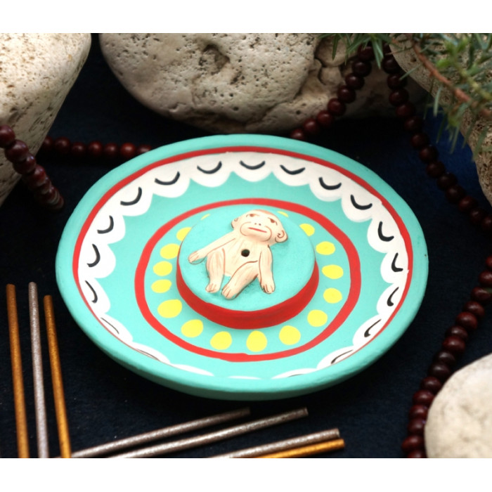 Stand Plate Monkey Turquoise