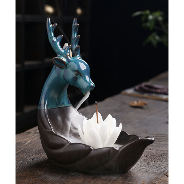 Stand Liquid smoke ceramics Deer with lotus