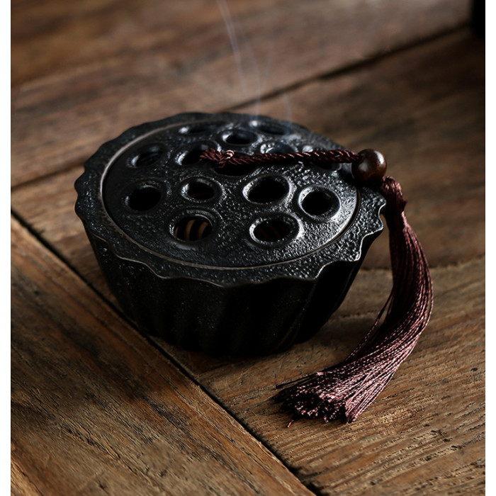 Incense Burner Lotus Root Black