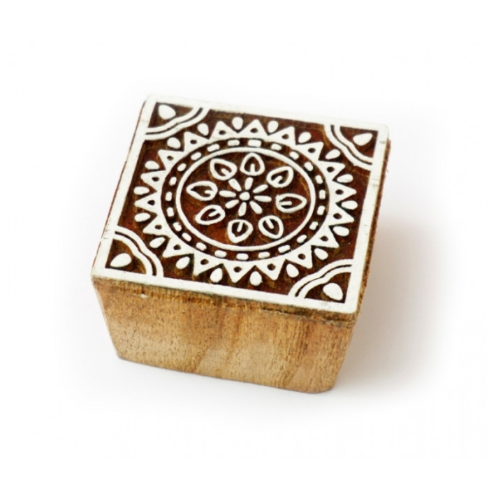 Mahogany Batik Stamp Medium Square Flower