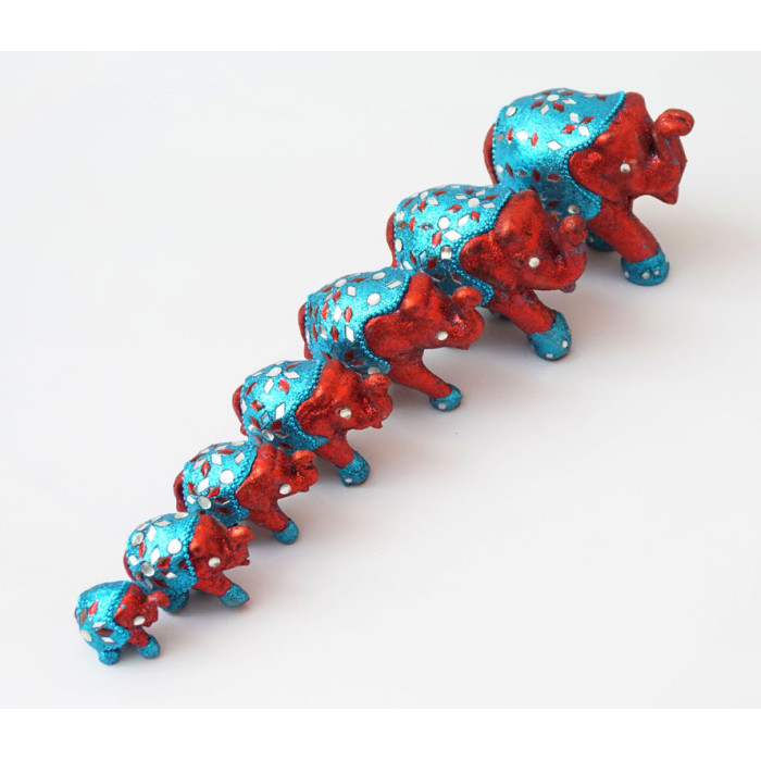  Set of 7 acrylic elephants TL541 Red