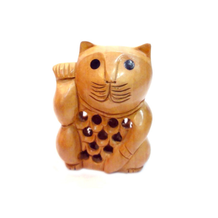 Кот Манеки Неко дерево кедр С3685-4