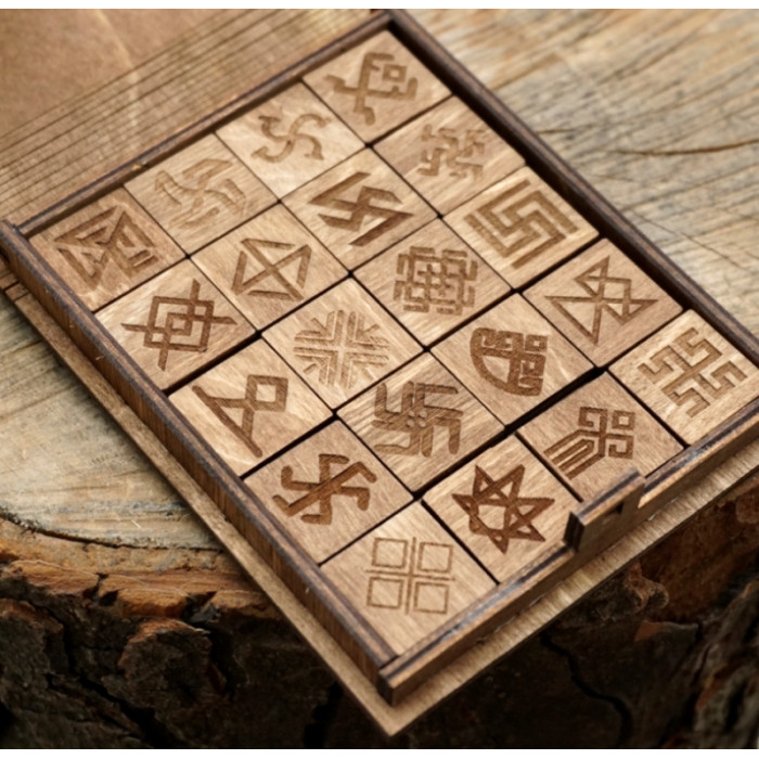 Runic carvings in a box Brown