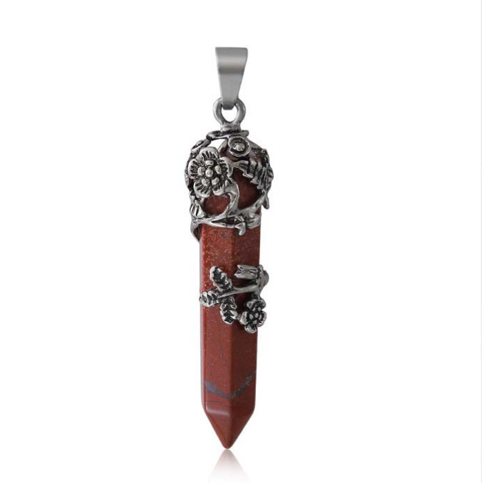 Pendant Flower insert Red jasper