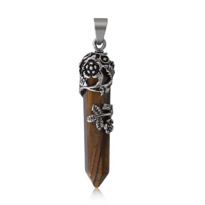 Pendant Flower insert Tiger's eye