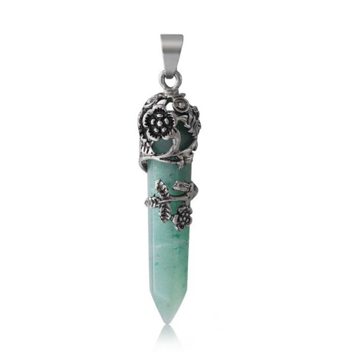 Pendant Flower insert Green aventurine