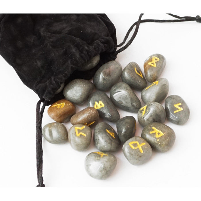 A set of RUNES for divination from Gray Agate