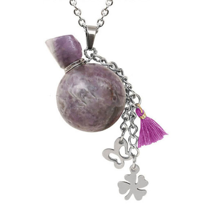 Stone bottle for perfume Ball Amethyst