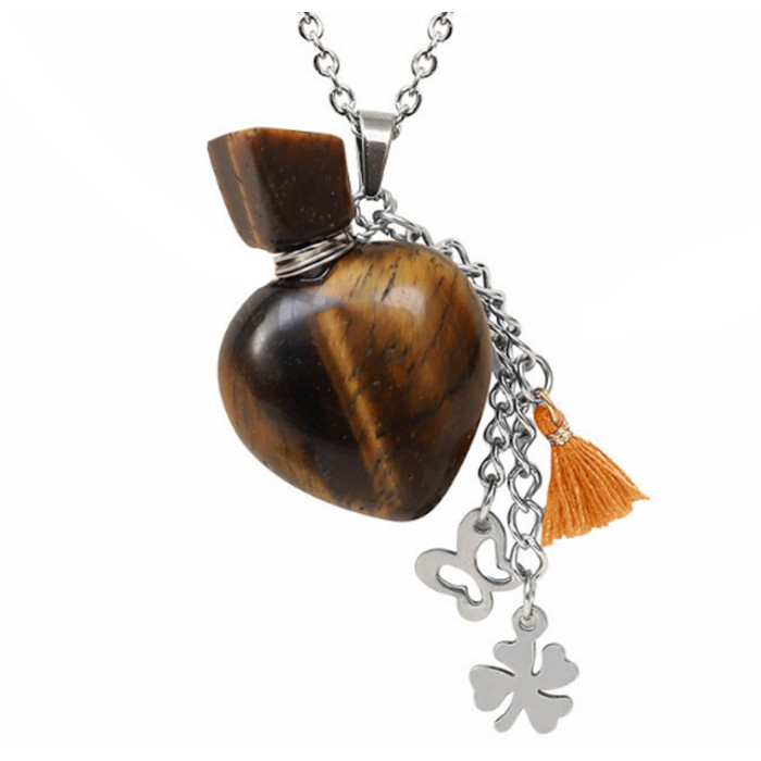 Stone bottle for perfume Heart Tiger's eye