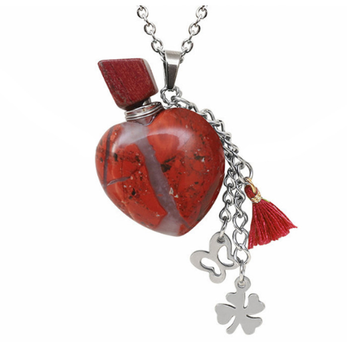 Stone bottle for perfume Heart Red jasper