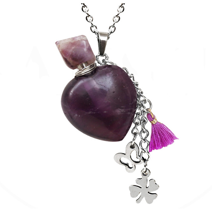 Stone bottle for perfume Heart Amethyst