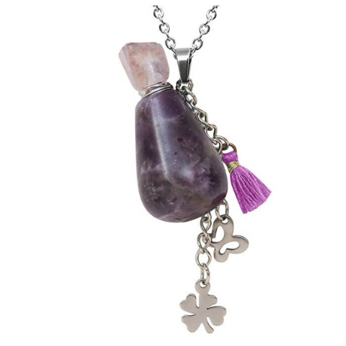 Stone bottle for perfume Drop Amethyst