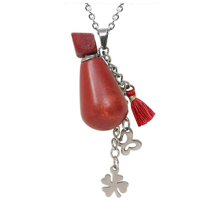 Stone bottle for perfume Drop Red jasper