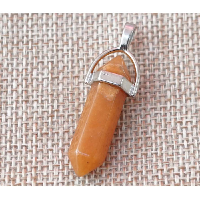 Stone hexagonal pendant with a belt Carnelian