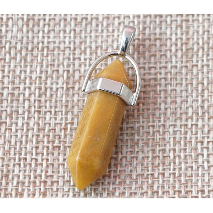 Stone hexagonal pendant with a belt Yellow jasper