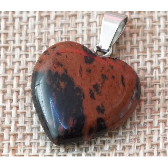 Stone pendant Heart Brown obsidian