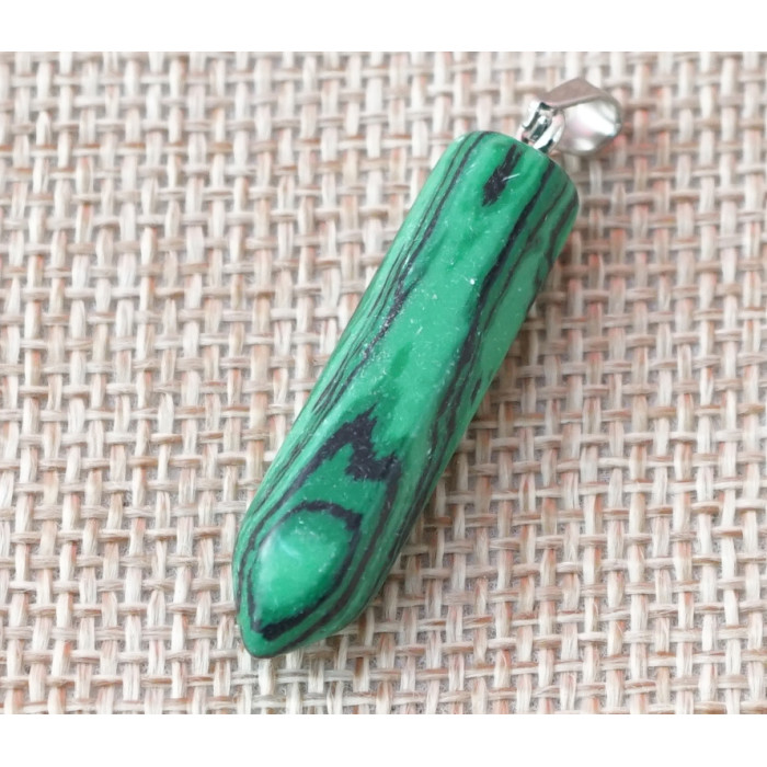 Pendant stone hexagonal Malachite polymer